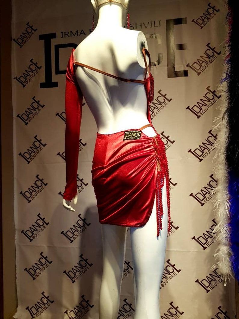 Red Latin Dance Competition Dress With Stones Etsy