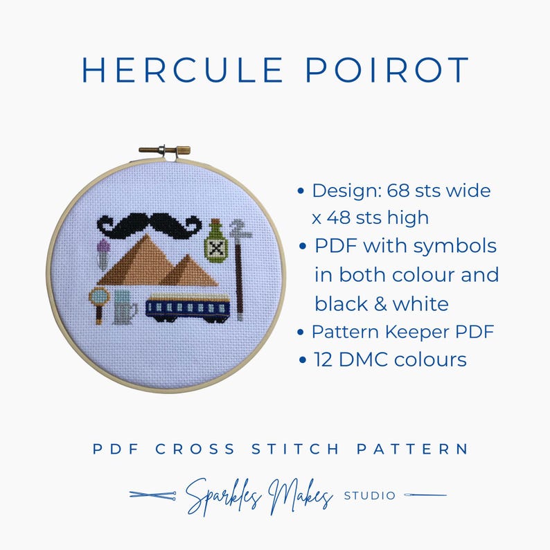 Hercule Poirot Agatha Christie Inspired Cross Stitch Pattern PDF - Etsy