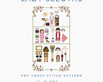 Lady Sleuths Murder Mystery Inspired Sampler Cross Stitch Pattern PDF Download