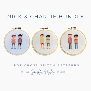 Nick & Charlie Heartstopper Inspired Cross Stitch Pattern Bundle PDF