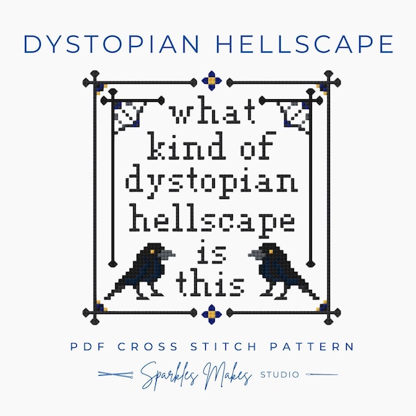Dystopian Hellscape Wednesday Inspired Cross Stitch Pattern PDF