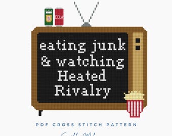 Watching Heated Rivalry Quote Cross Stitch Pattern PDF