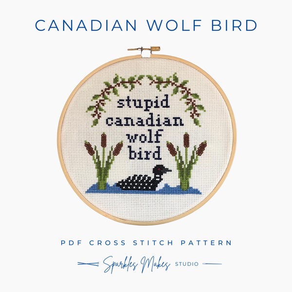 Stupid Canadian Wolf Bird Heated Rivalry Inspired Quote Cross Stitch Pattern PDF