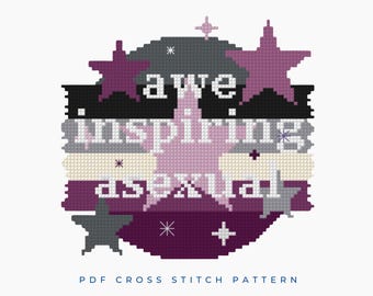 Awe Inspiring Asexual LGBTQ+ Pride Quote Cross Stitch Pattern PDF