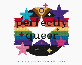 Perfectly Queer LGBTQ+ Pride Quote Cross Stitch Pattern PDF