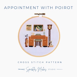 Appointment with Poirot Agatha Christie Inspired Cross Stitch Pattern PDF