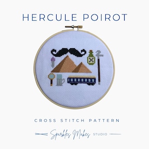 Hercule Poirot Agatha Christie Inspired Cross Stitch Pattern PDF