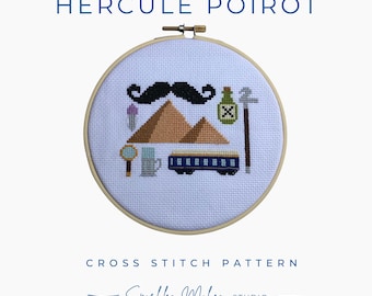 Hercule Poirot Agatha Christie inspiriertes Kreuzstichmuster PDF