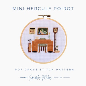 Mini Hercule Poirot Agatha Christie Inspired Cross Stitch Pattern PDF