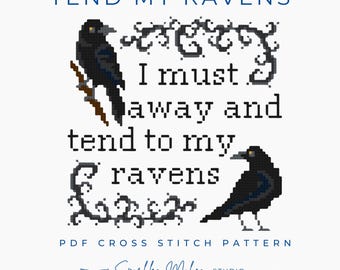 Tend to My Ravens Cross Stitch Pattern PDF Download