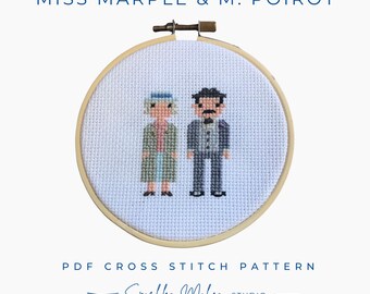 Miss Marple & M. Poirot Agatha Christie inspiriertes Kreuzstichmuster PDF