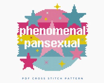Phenomenal Pansexual LGBTQ+ Pride Quote Cross Stitch Pattern PDF