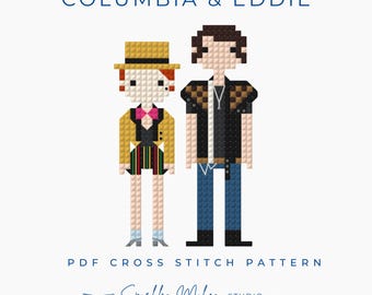 Columbia & Eddie Rocky Horror Picture Show Inspired Cross Stitch Pattern PDF Download