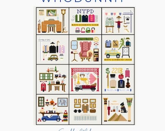 Whodunnit Murder Mystery Inspired Sampler Cross Stitch Pattern PDF Download