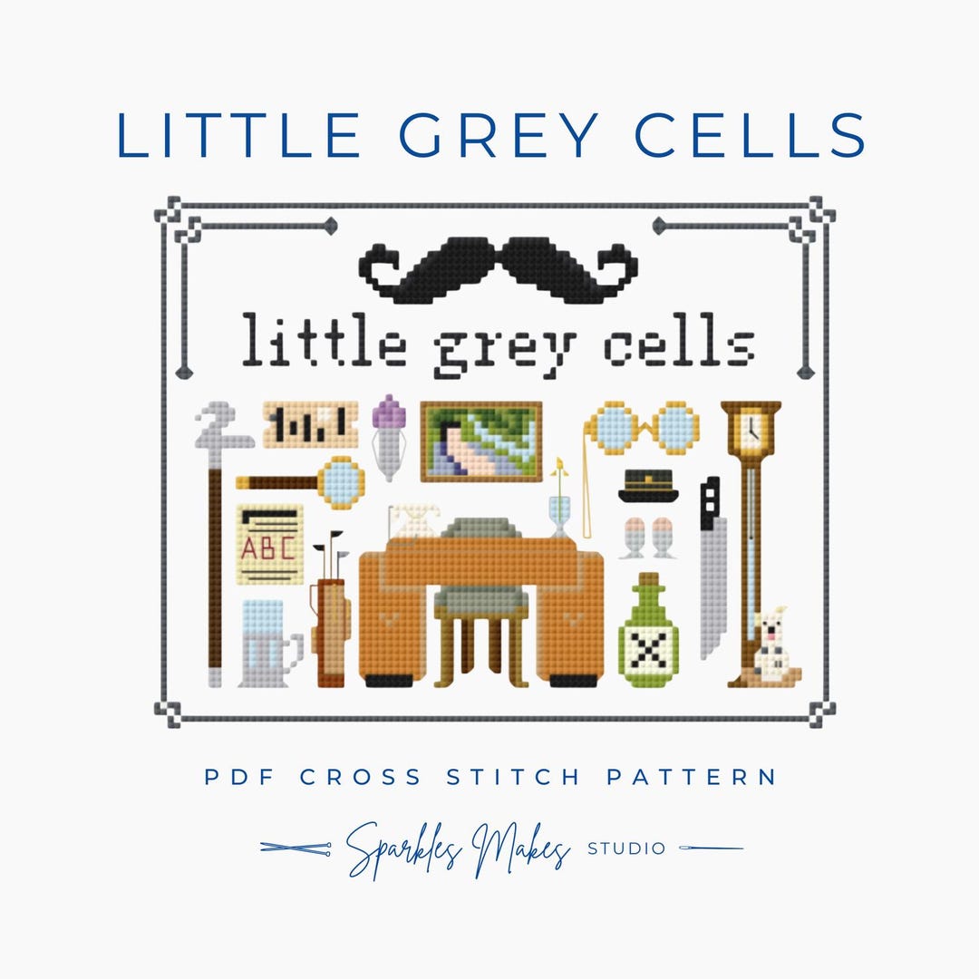 Little Grey Cells Hercule Poirot Agatha Christie Inspired Cross Stitch ...