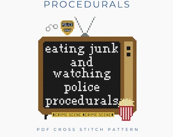 Watching Police Procedurals Quote Cross Stitch Pattern PDF