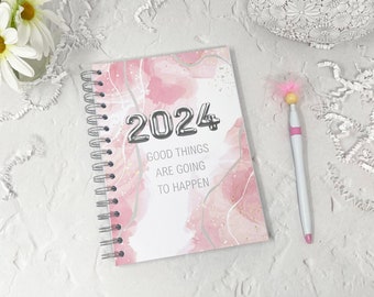 2024 Food Diary, Weight loss Journal, Meal Tracker, Diet Journal, Habit Tracker, Lifestyle Planner, Wellness Journal, Mono - Silver 2024