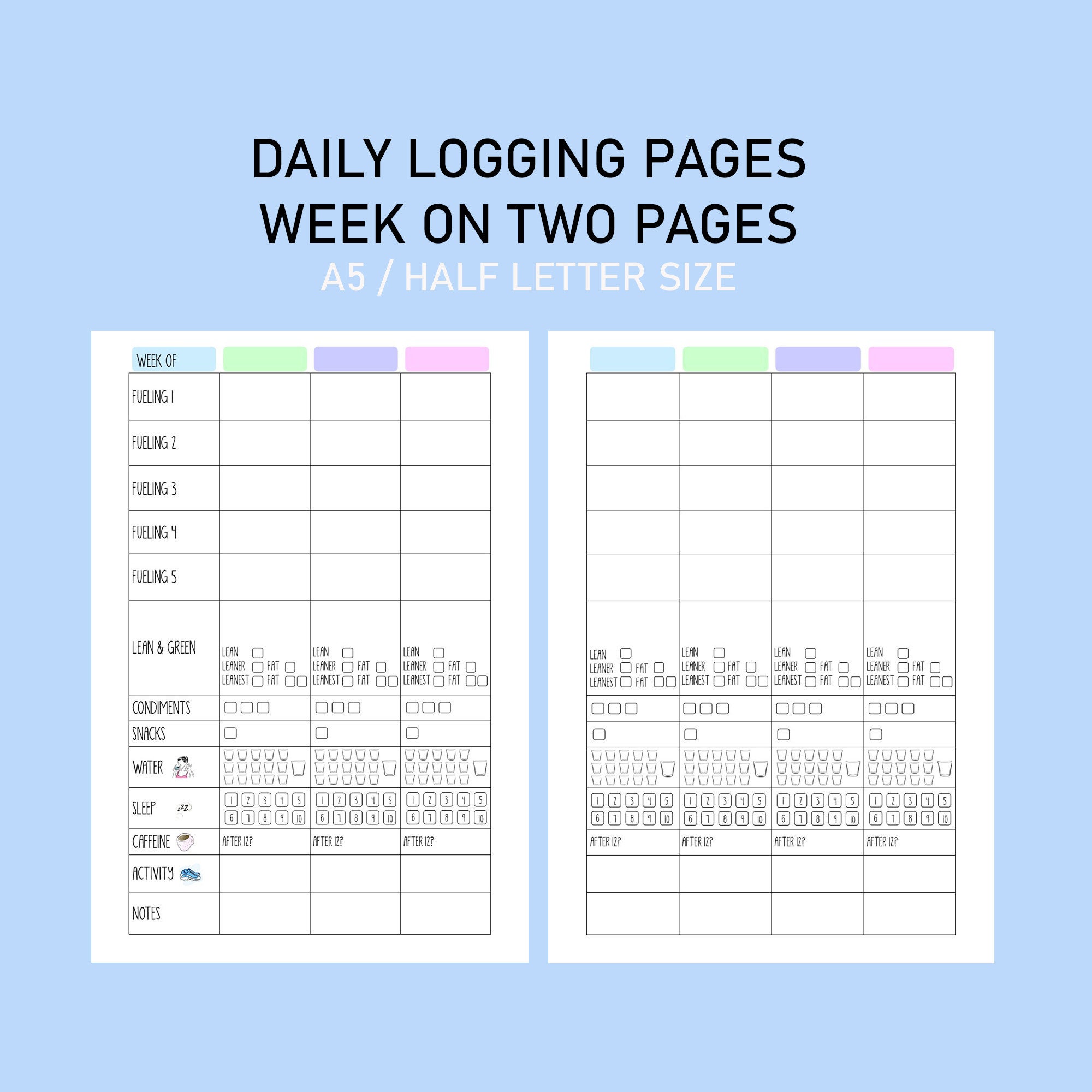 Printable Optavia 5 1 Food Diary Weight Loss Journal Etsy