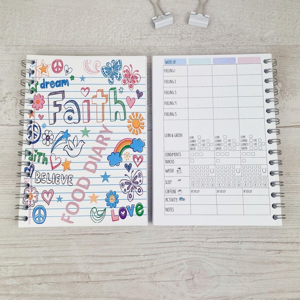 Optavia 5/1 Compatible Food Diary, Weight Loss Journal, Optavia Tracker, Diet Planner, Optavia Journal - 5&1 + Bookmark - Faith Doodle Cover