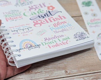 Diario de pérdida de peso con bolsillo opcional, pegatinas y marcapáginas - Autocuidado