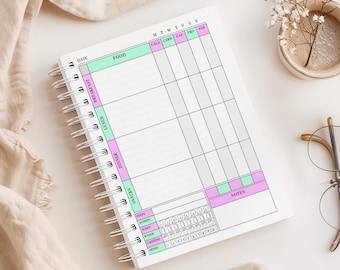 Diario de pérdida de peso cetogénico / Planificador de comidas bajas en carbohidratos y registro de hábitos - Acuarela Melocotón