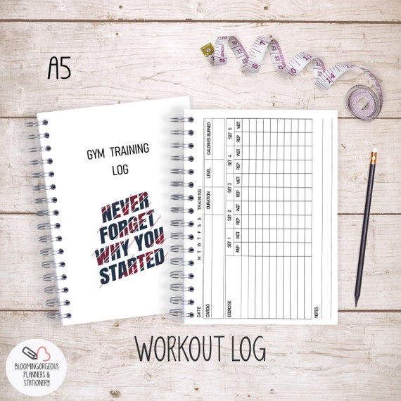 Gym Fitness Training Diary, Workout Log Book, Personal Training Journal,  Set Goals, Workout Planner, A5 Size, Exercise Tracker 100 Pages 