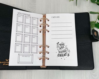 12 Wk Food Diary Inserts , Personal Size, Weight Loss Journal, Daily Planner, Refill, for Personal - Food Diary Inserts Only