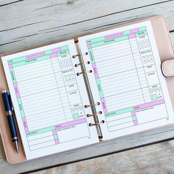A5 Weight Loss Journal Inserts | 12 Week Food Diary A5 Planner Refill