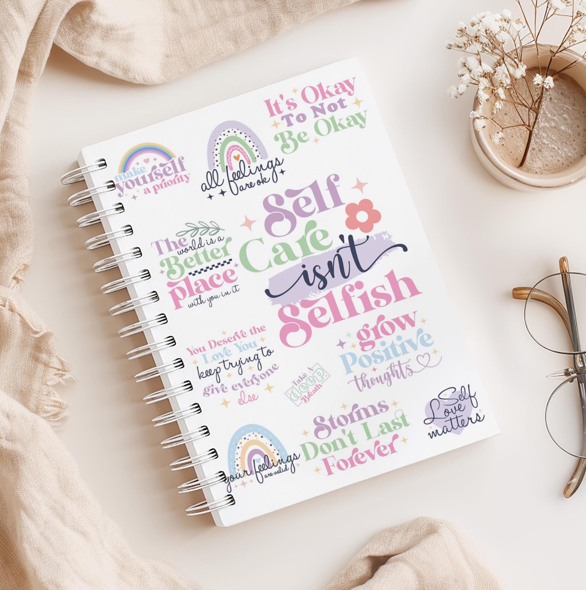 Weight Loss Journal & Food Diary With Pocket, Stickers, Bookmark - Self Care