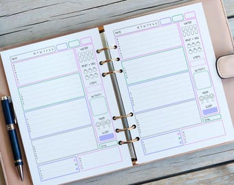 Insertos para diario de comidas y planificador de comidas A5: Recambios para organizadores de pérdida de peso - Pastel Self Care