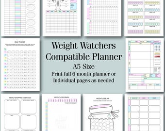Diario de comidas de Weight Watchers: Plantillas de planificador A5 (Descargar PDF)