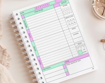 Diario de pérdida de peso de 12 semanas / Diario de alimentación y seguimiento de hábitos (A5)