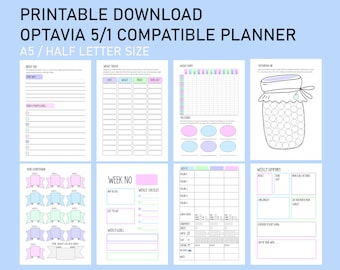 Printable Optavia 5-1 Food Diary: Weight Loss Tracker (A5/Half Letter) (Digital Download)