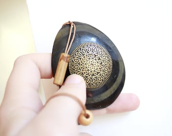 Wood Teardrop Pendant Necklace