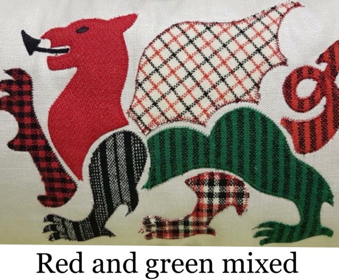 Traditional Welsh Wool Fabric Welsh Dragon Cushion St Etsy UK
