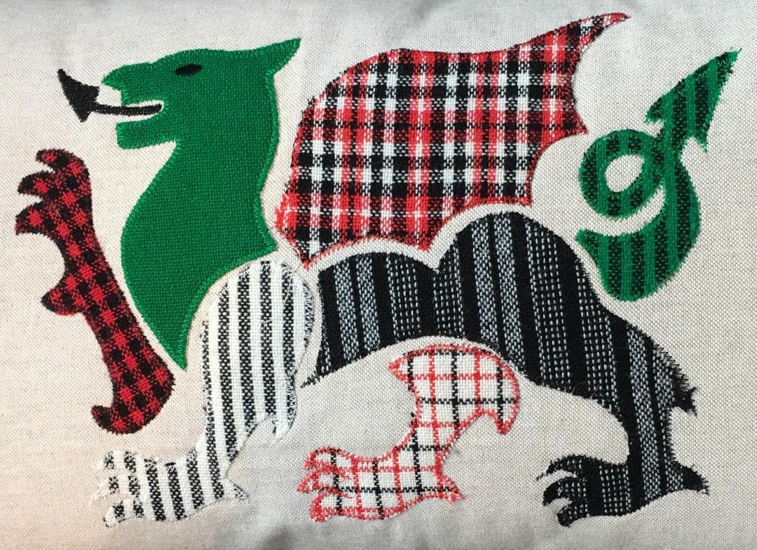 Traditional Welsh Wool Fabric Welsh Dragon Cushion St Etsy UK