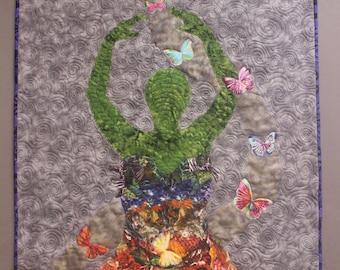 Butterfly Ballet art quilt wall hanging