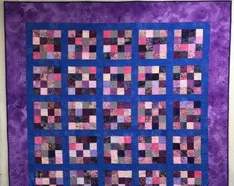 Purple and blue couch quilt
