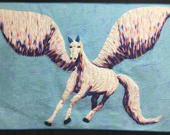 Magical fabric Pegasus art quilt