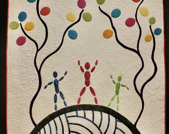 Colorful and playful art quilt