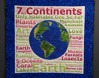 Earth art quilt wall hanging