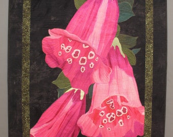 Foxglove art quilt wall hanging