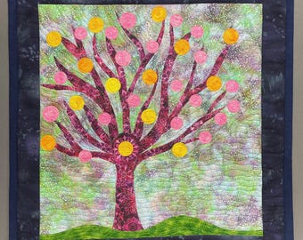 Bright and colorful quilted abstract tree!