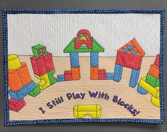 Playful, colorful blocks wall hanging