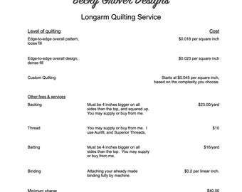 Longarm Quilting Service