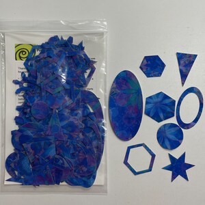 Grab Bag of pre-fused fabric shapes for appliqué Blue Floral print