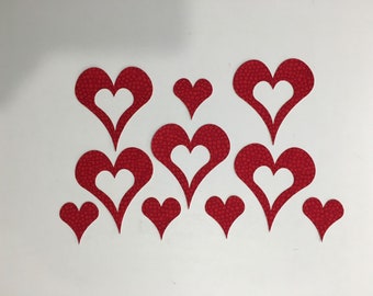 Pack of 5 medium and 5 small pre-fused fabric hearts for your next sewing project!