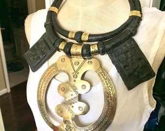 Bold Unisex Solid Bronze and black leather