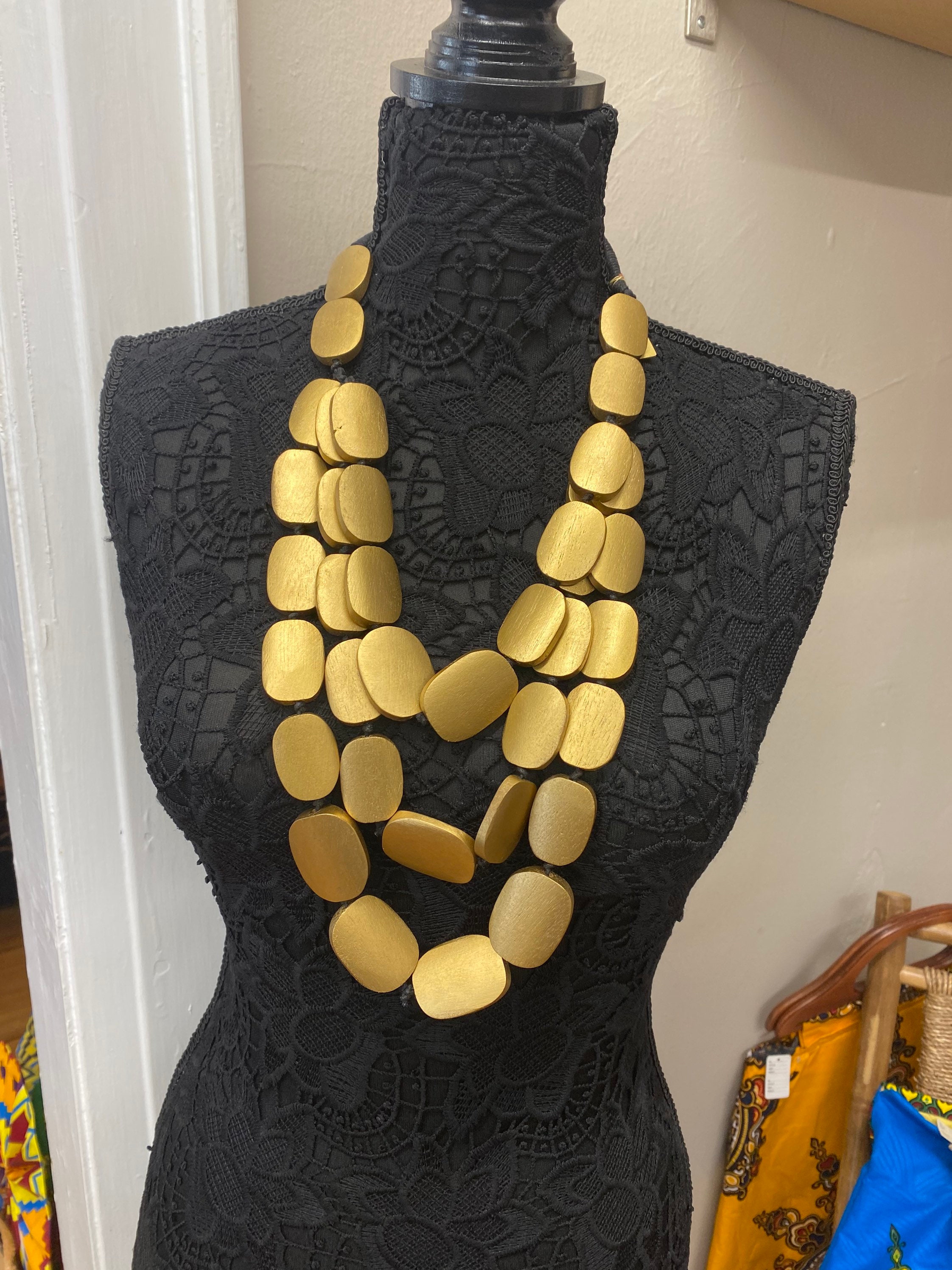 Metallic gold Necklace Only