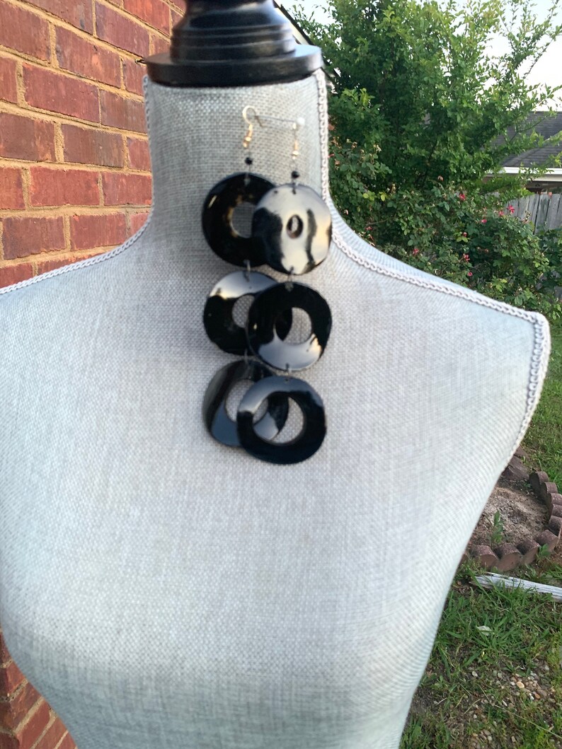 Black horn earrings